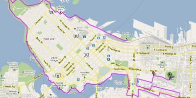 Pilsētas vancouver velosipēdu karte