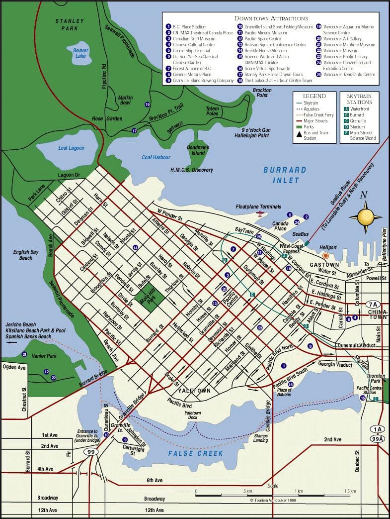 vancouver bc objektiem kartē