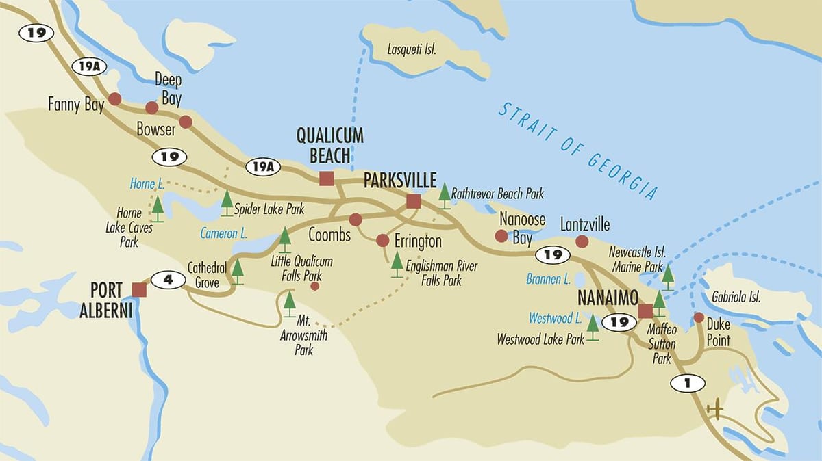 Karte centrālā vancouver island