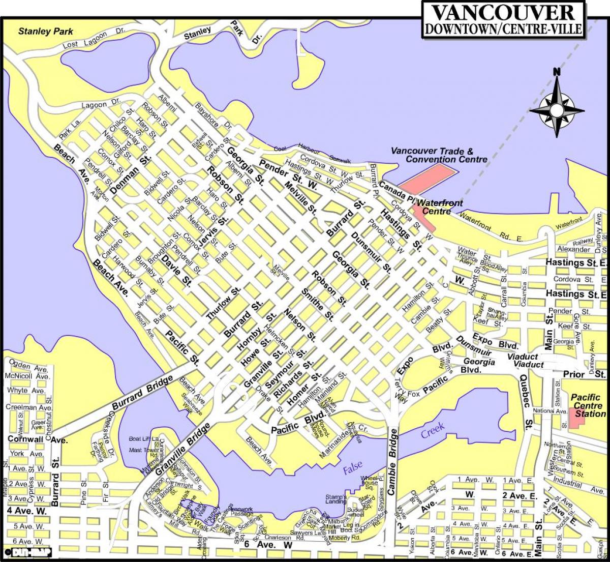 karte downtown vancouver kanāda