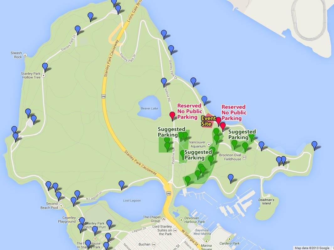 Karte stanley park autostāvvieta