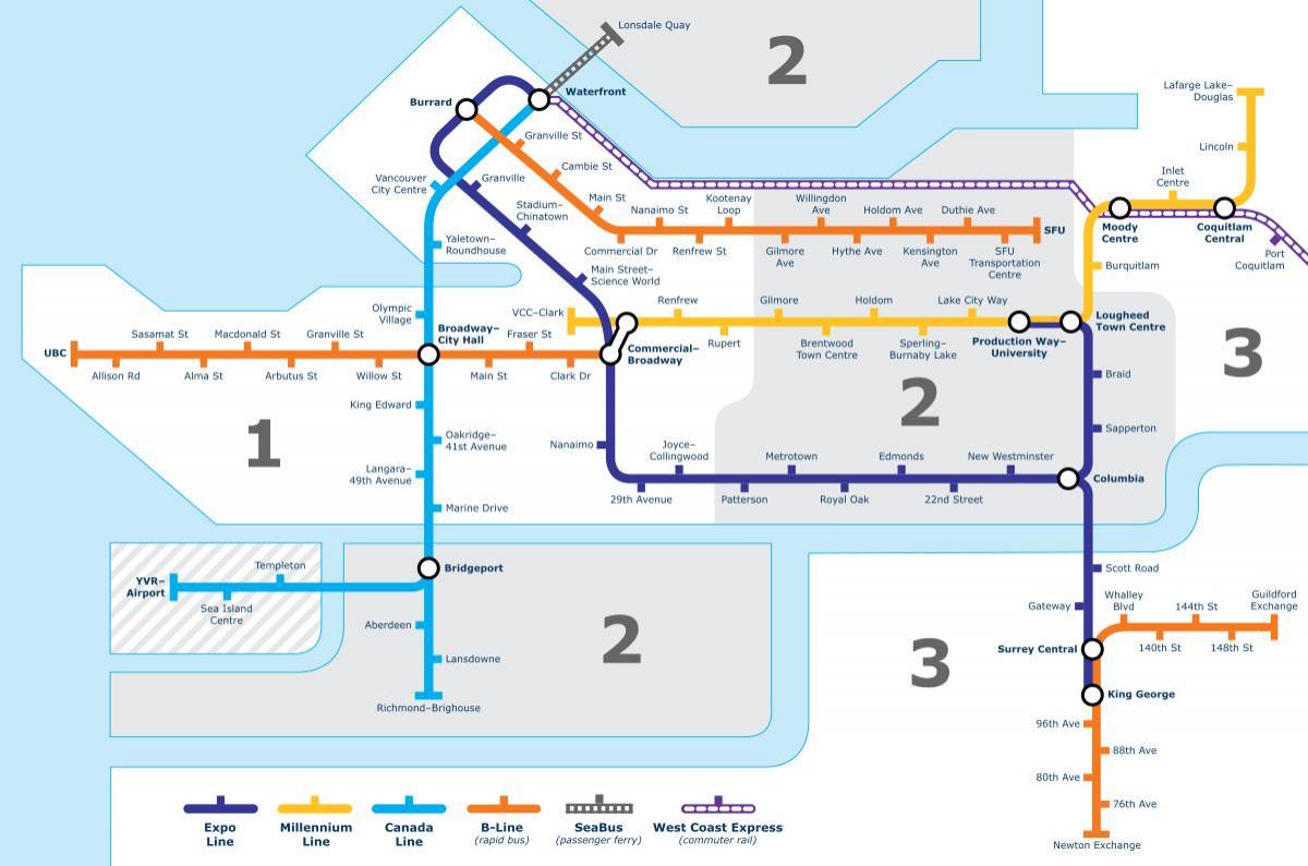 vancouver bc sabiedriskā transporta karte