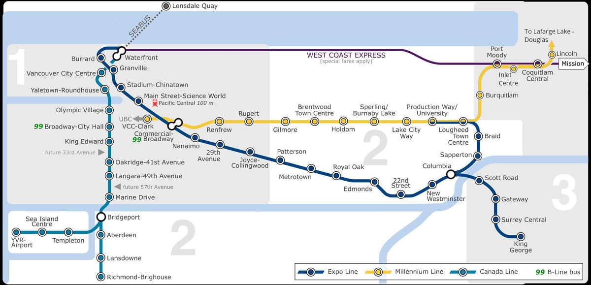 lidosta skytrain vankūveras karte