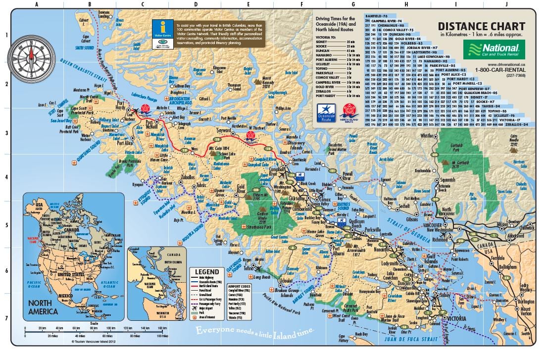 Karte vancouver island rv parki