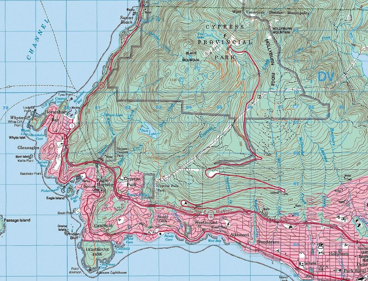 Karte vankūveras topogrāfiskās