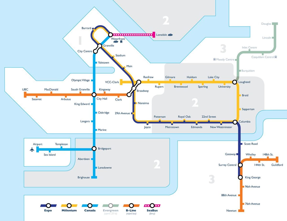 Karte vankūveras tranzīta zona