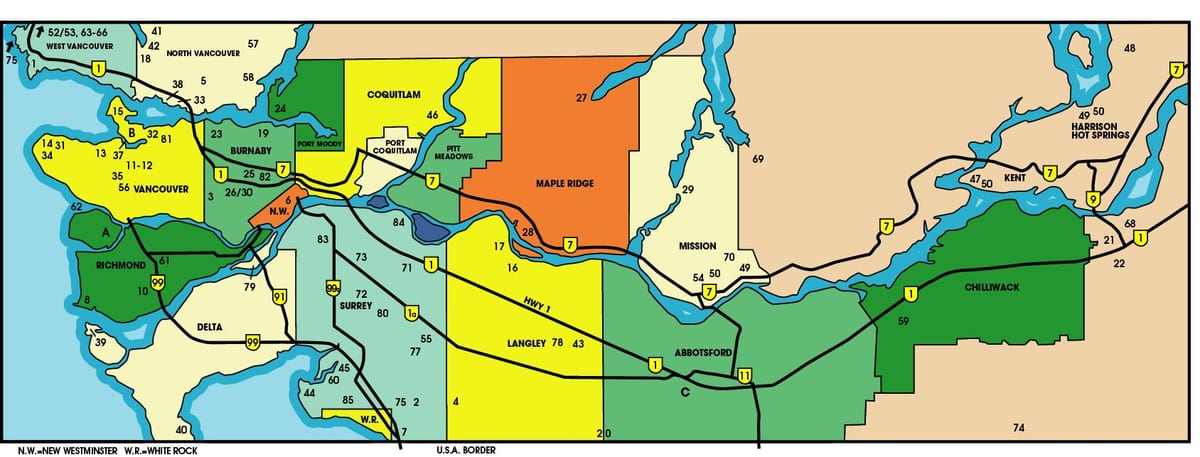 kartes apakšējā kontinentālās british columbia