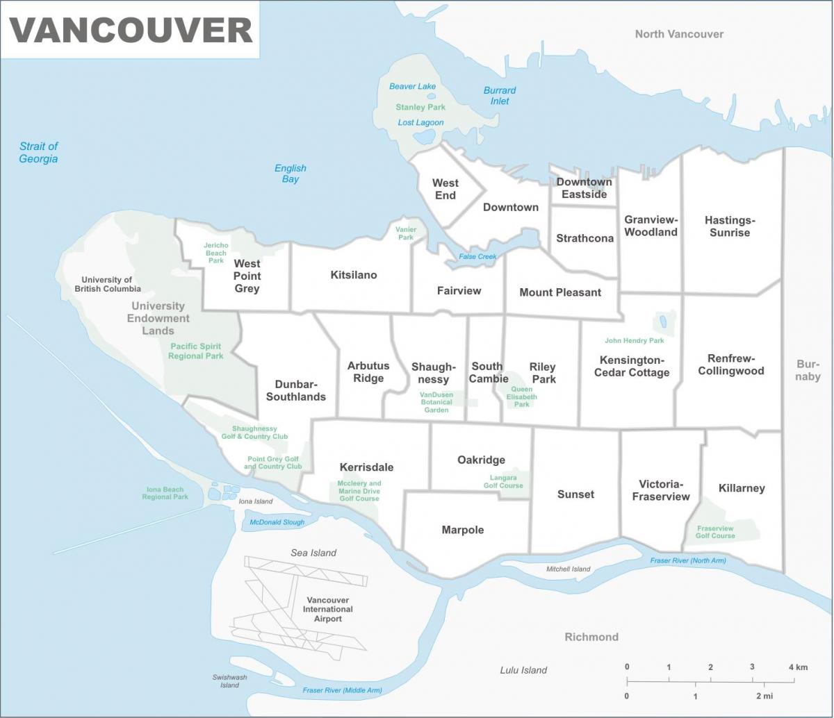 vancouver bc apkārtnes karte