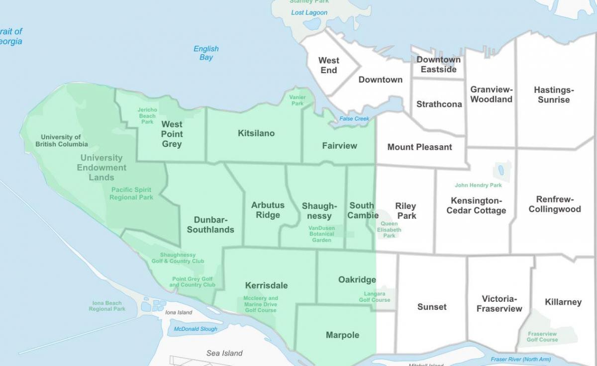 west vancouver kaimiņattiecību karte
