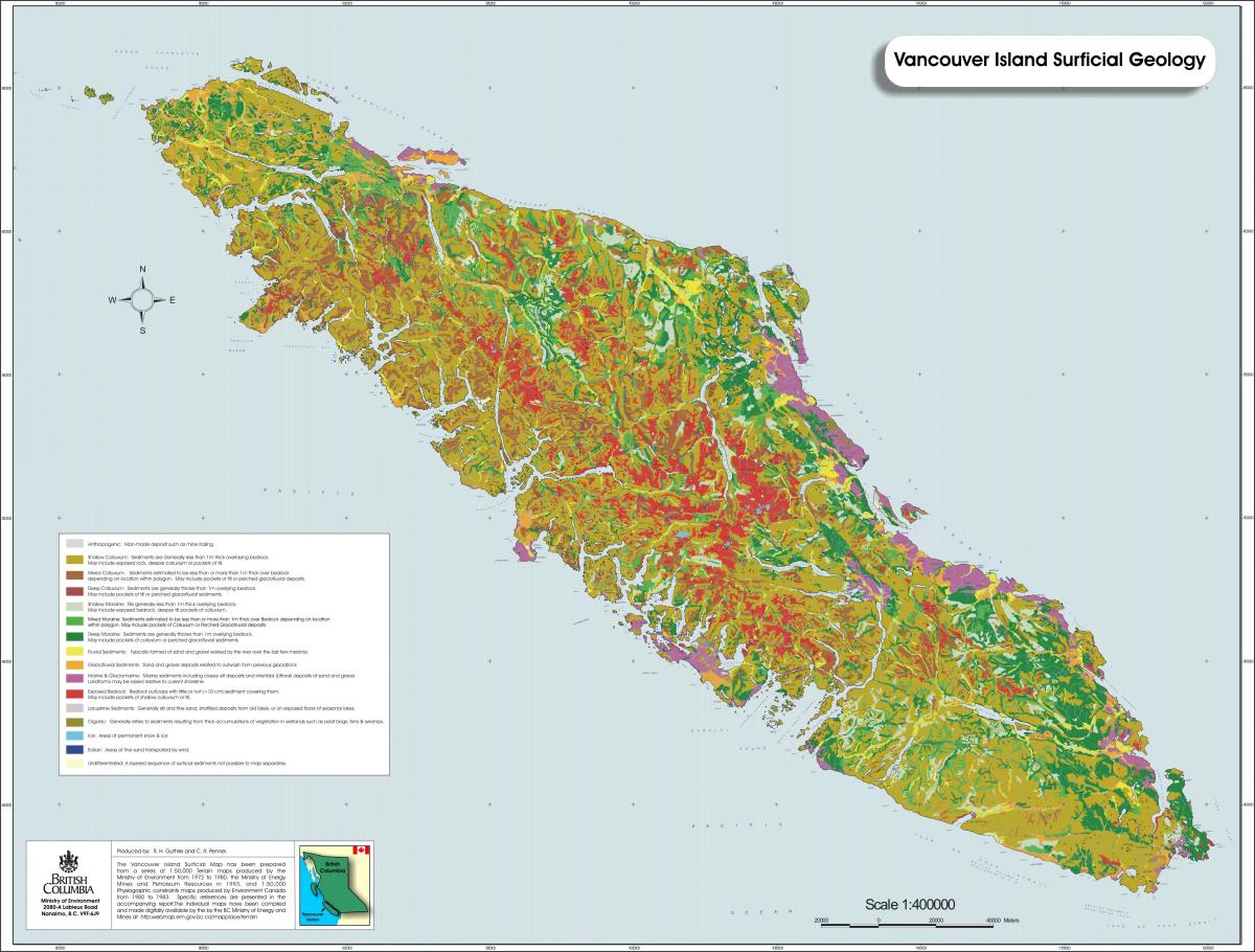 Karte vankūveras salas ģeoloģiju