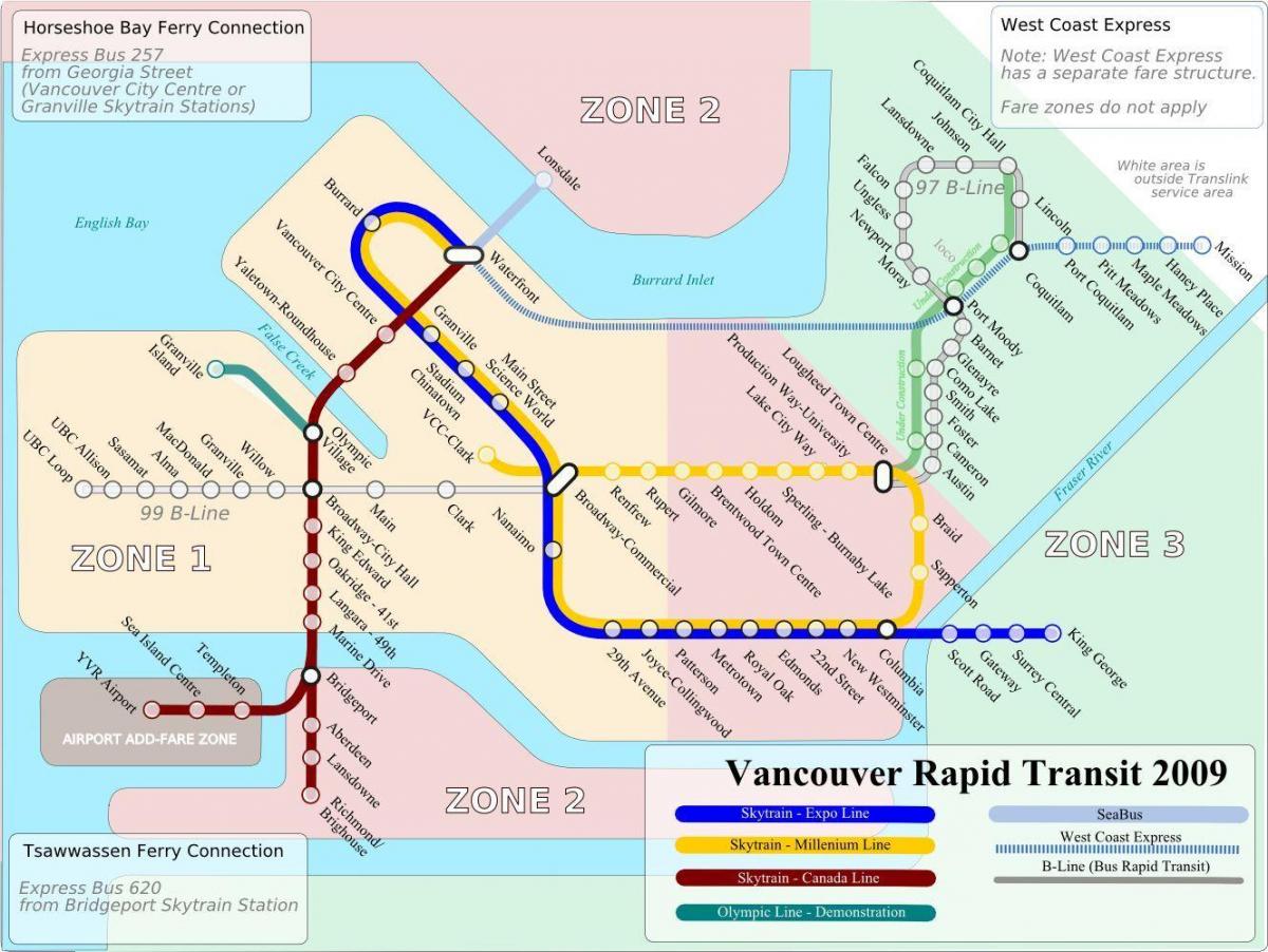 vankūveras rapid transit karte