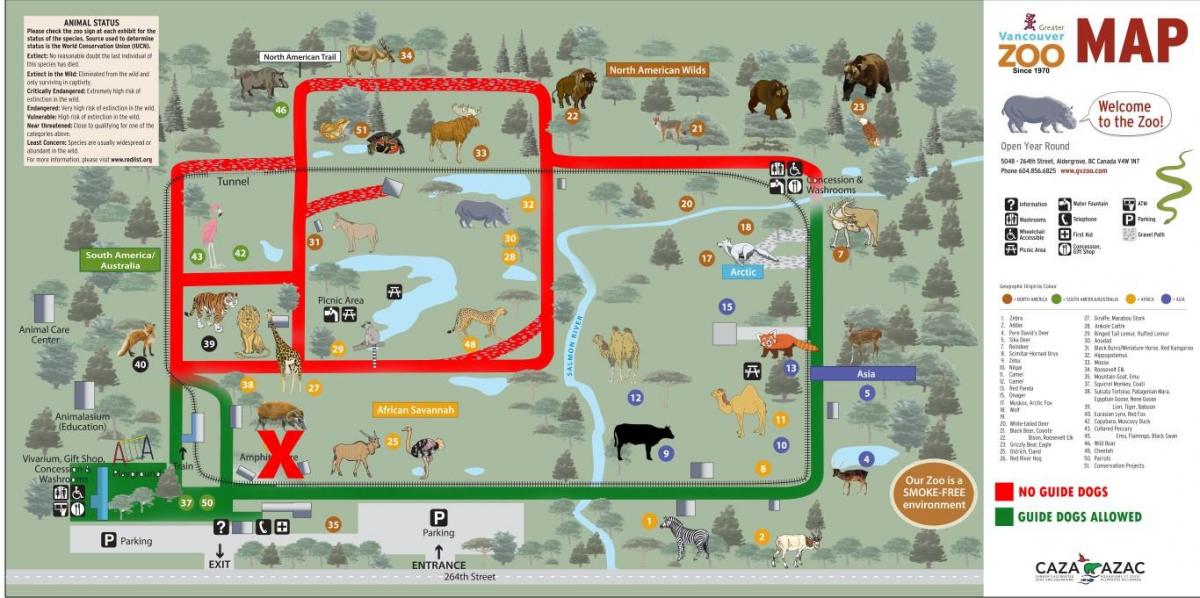 Karte vankūveras zooloģiskais dārzs