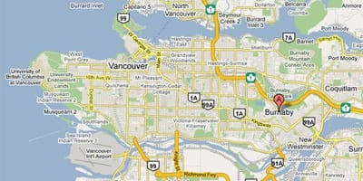 Karte burnaby vankūverā