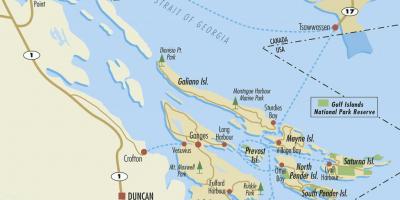 Karte līča salām, bc, kanāda