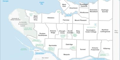Vancouver bc apkārtnes karte
