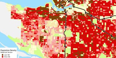 Vankūveras iedzīvotāju blīvums karte