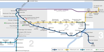 Lidosta skytrain vankūveras karte