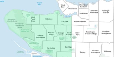 West vancouver kaimiņattiecību karte
