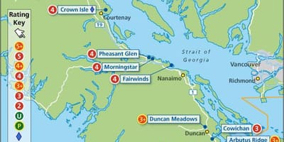 Karte vancouver island golfa kursi