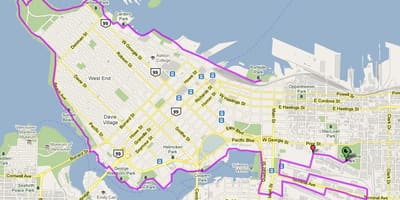 Pilsētas vancouver velosipēdu karte